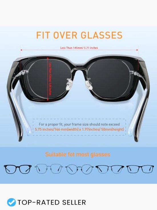 Oversized Square Fit Over Glasses Polarized Sunglasses UV400 Protection TR90